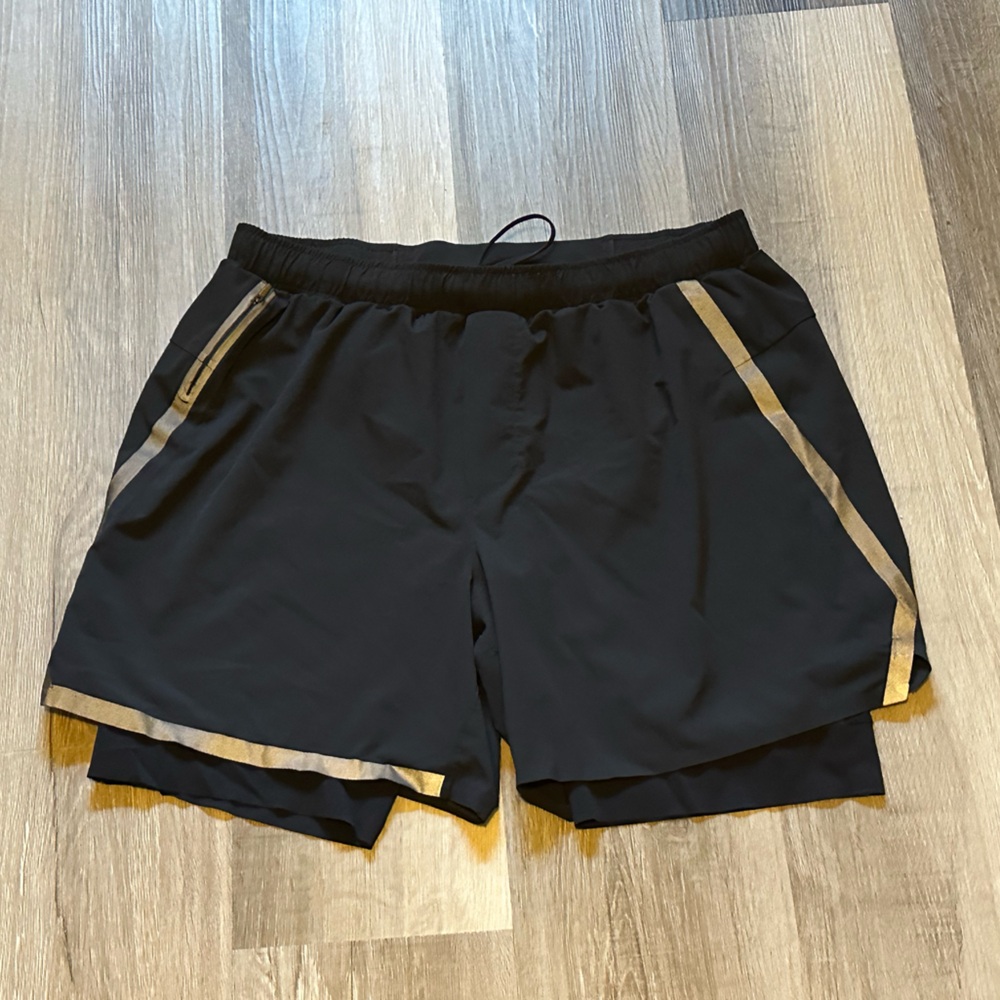 Lululemon Athletica Black and Gold Athletic Shorts